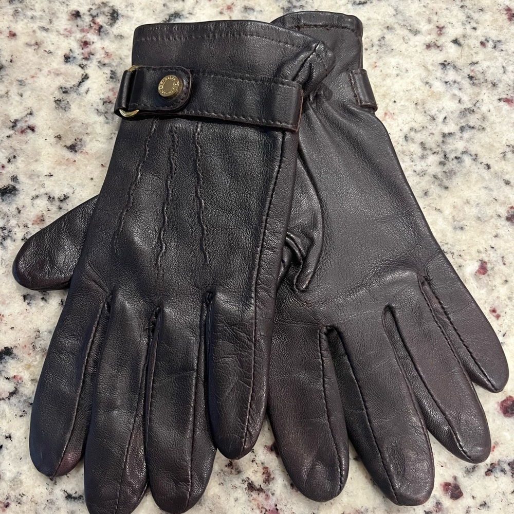 Lauren Ralph Lauren Dark Brown Leather women’s gloves. Size medium like new